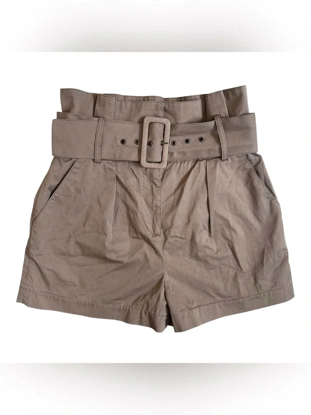 Ba&sh “Kook” Taupe Green Paperbag Belted Dressy Shorts Size Small